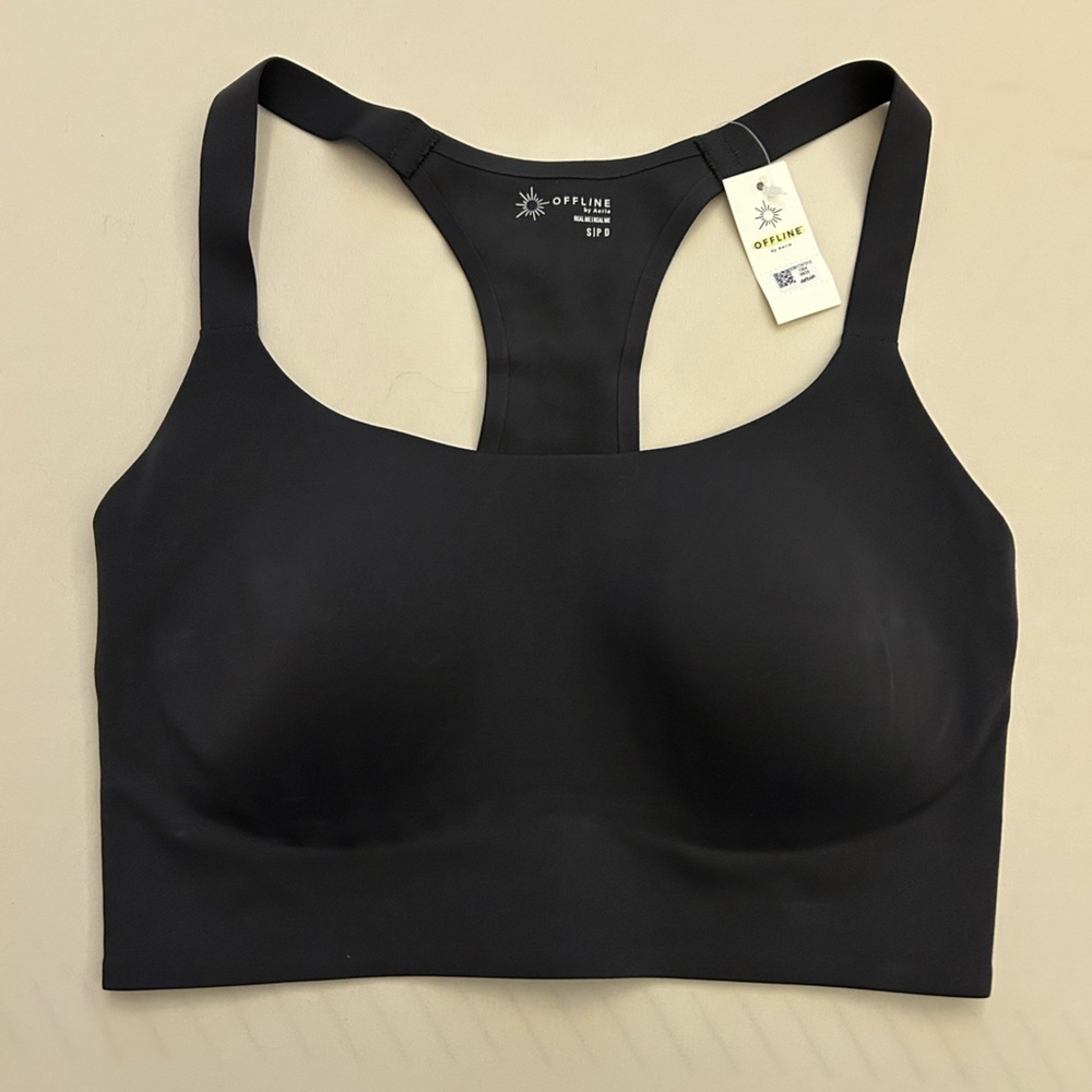 OFFLINE By Aerie Racerback Sports Bra in Smoked Gray, Size S D